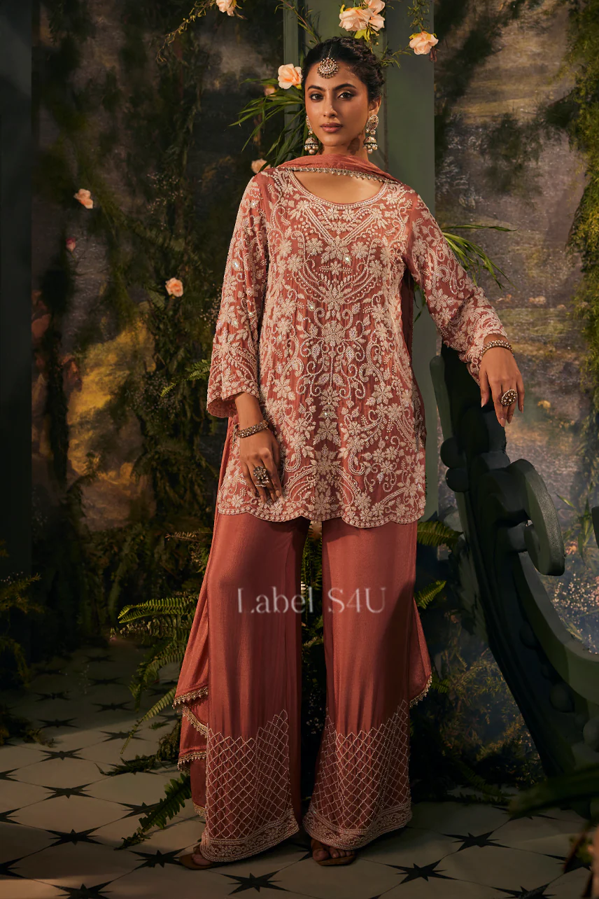 Ruh Motiwork-Palazzo Set