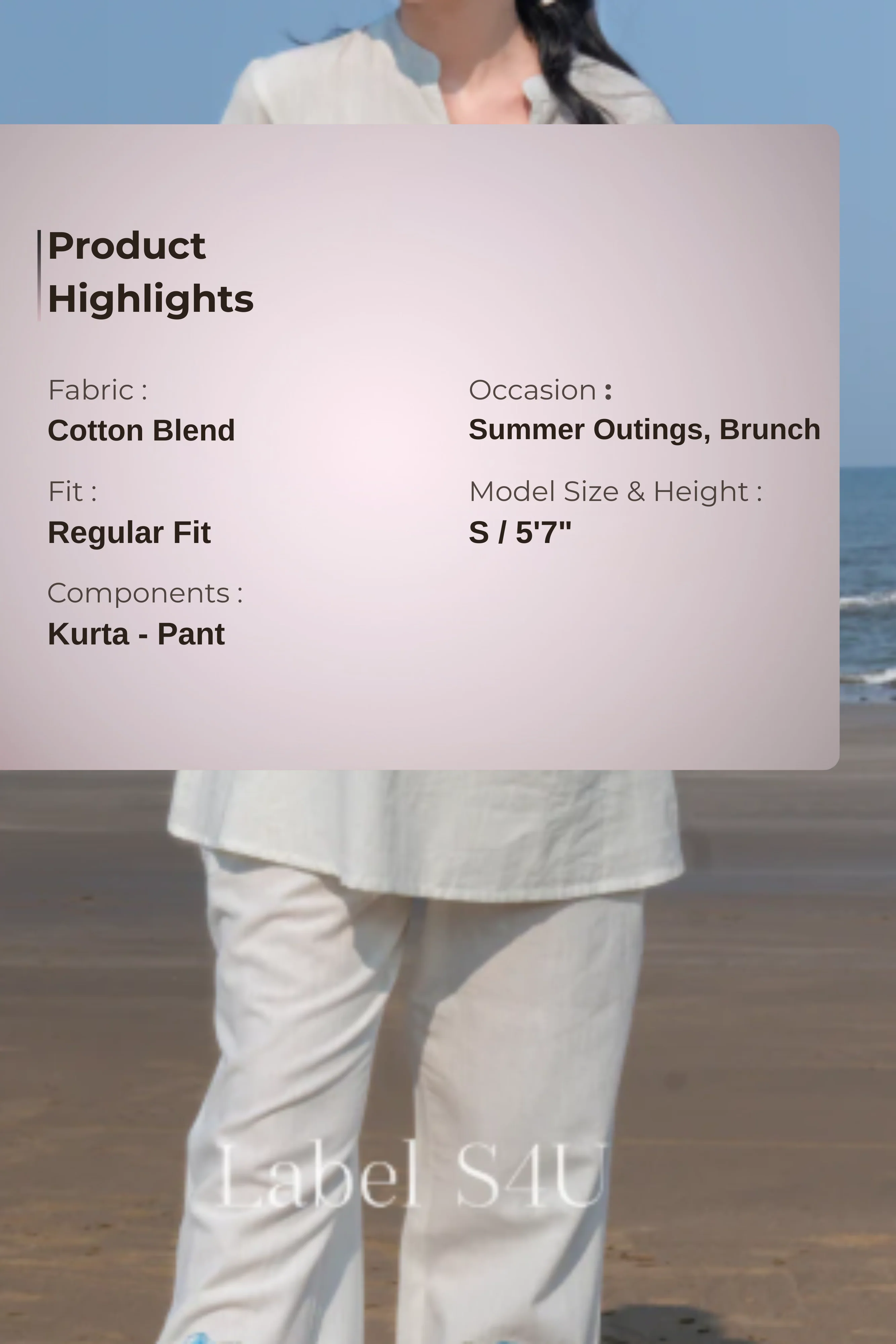Seaside Bloom Embroidered Cotton Co-ord Set - Image 4