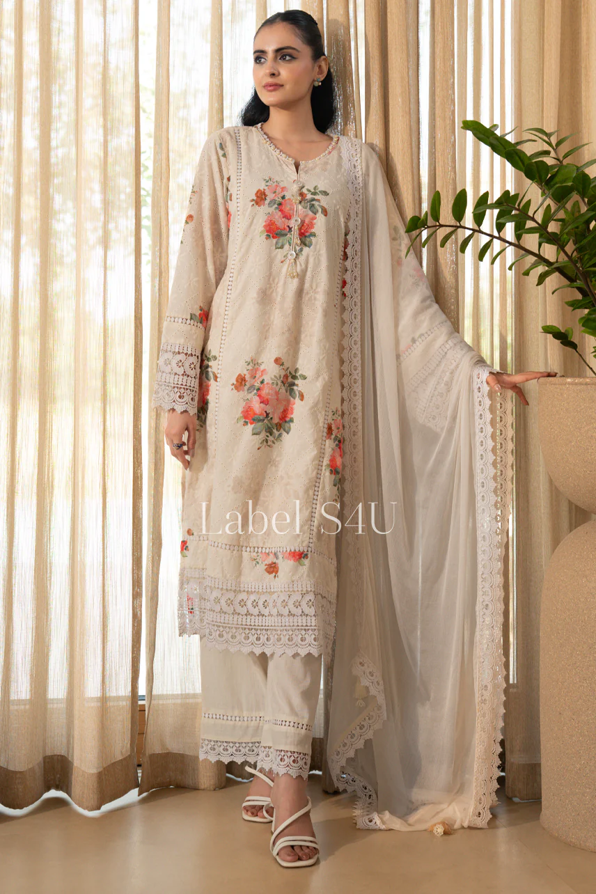 Serene Floral Schiffli Suit Set - Image 4
