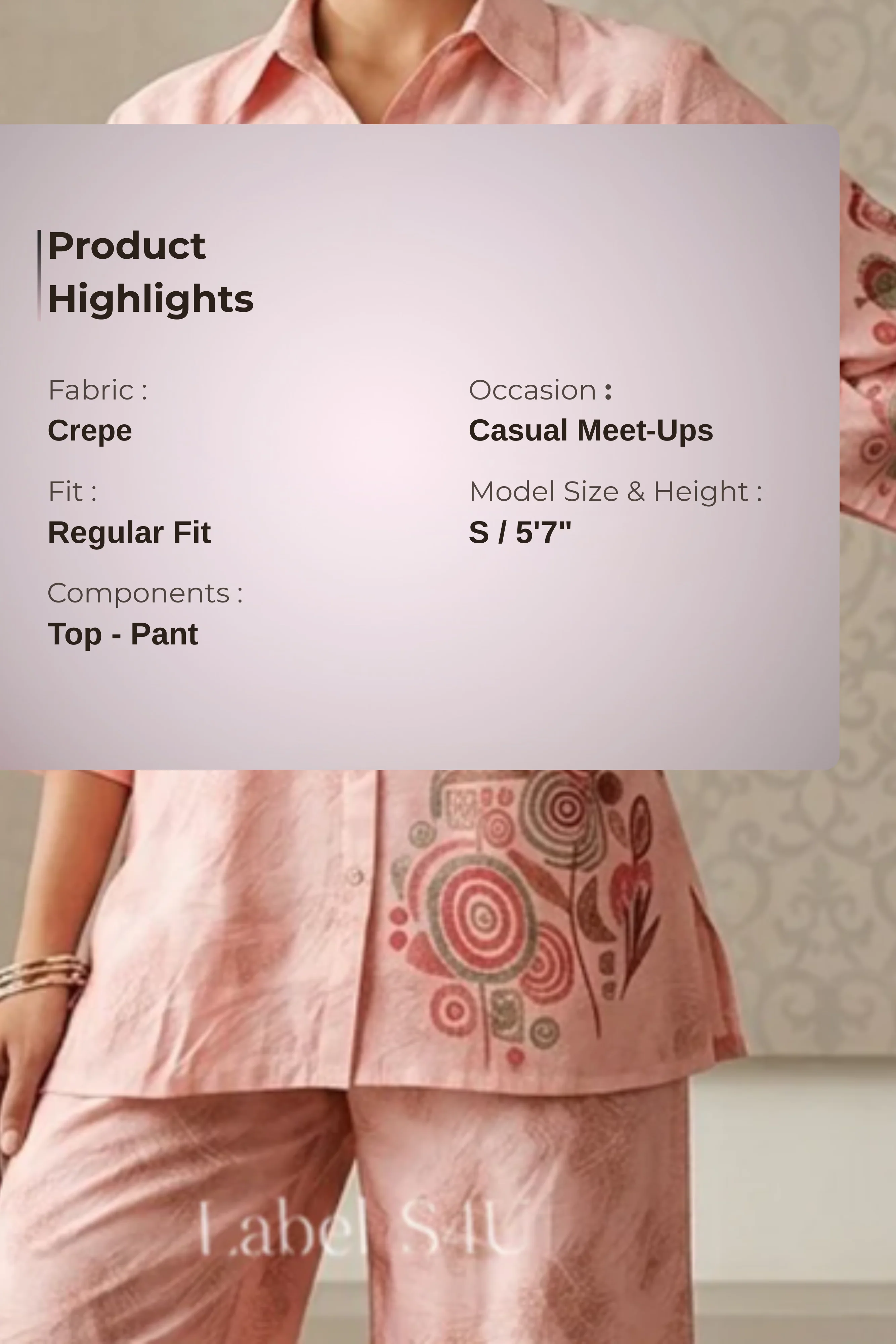 Serene Printed Crepe-Co-ord Set - Image 5
