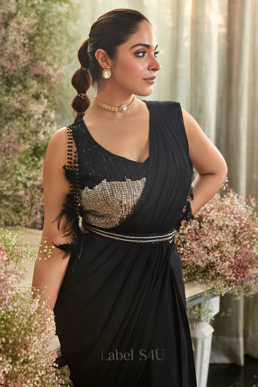 Shine On-Pre-Drape Saree - Image 3
