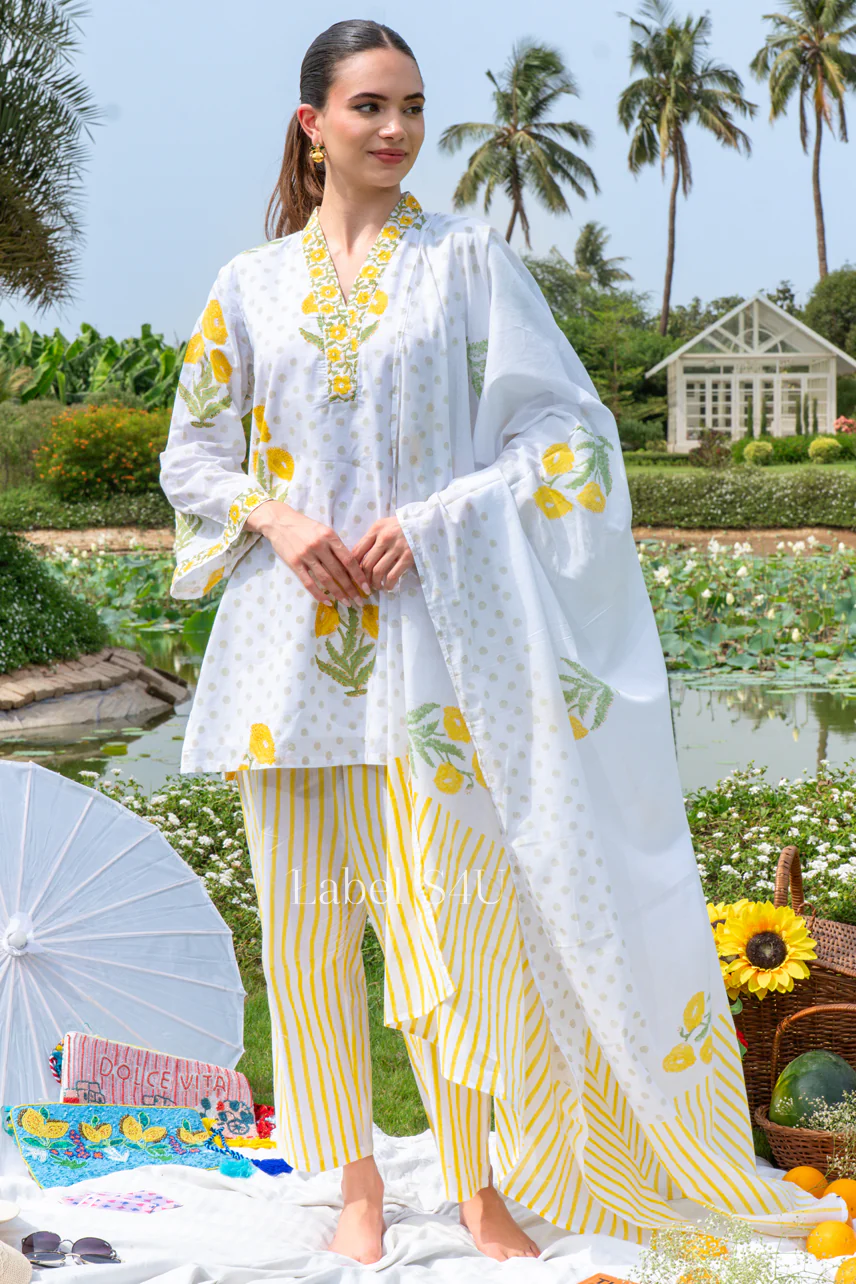 Sunlit Striped Cotton Suit Set - Image 3