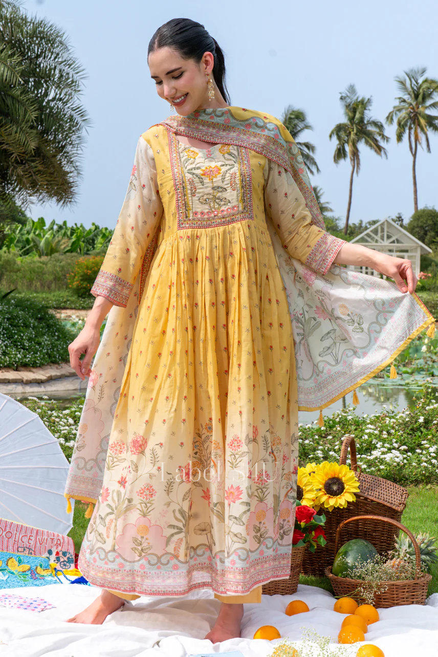 Sunshine Lotus Anarkali Set - Image 3