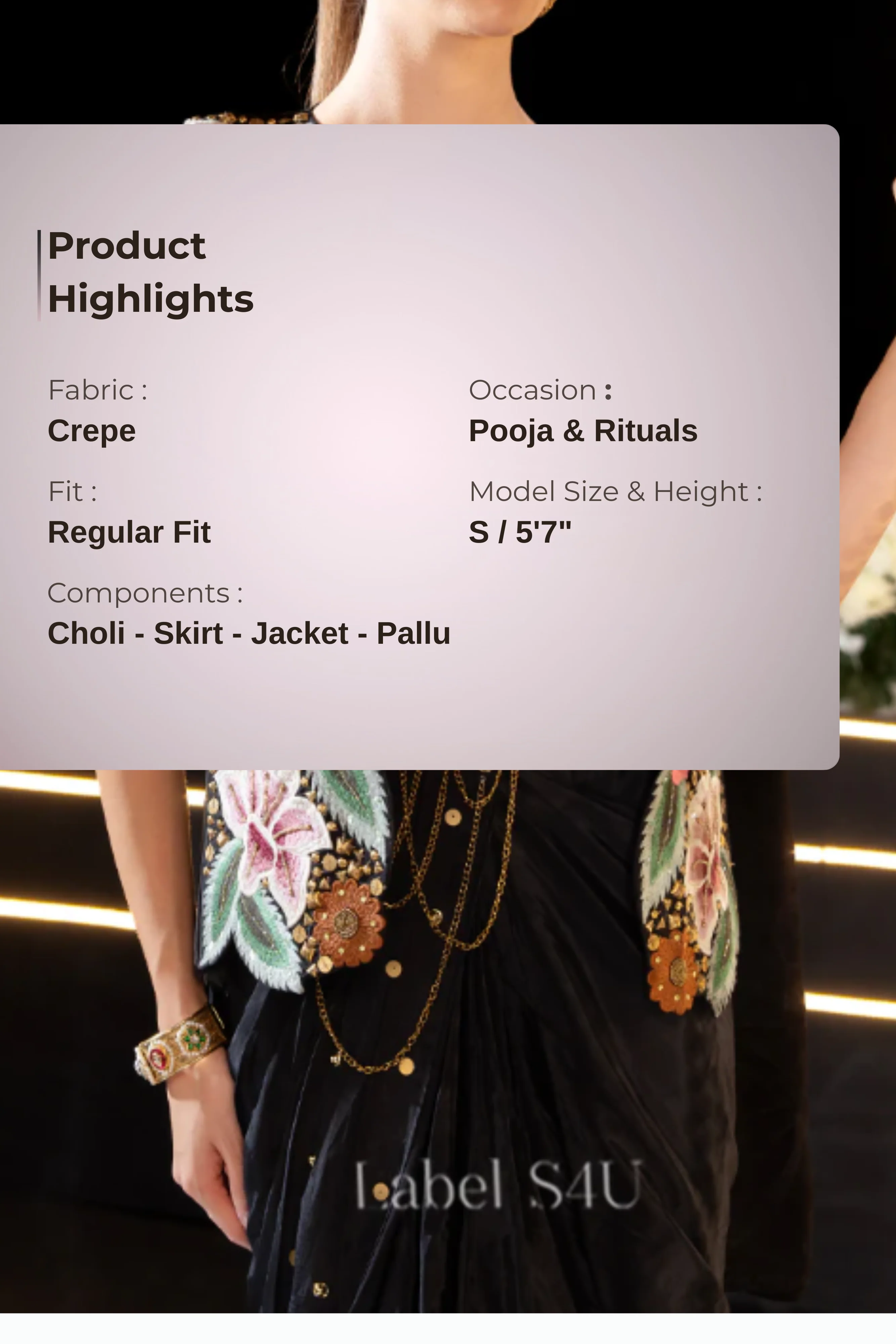 The Power Black-Saree Jacket Set - Image 4