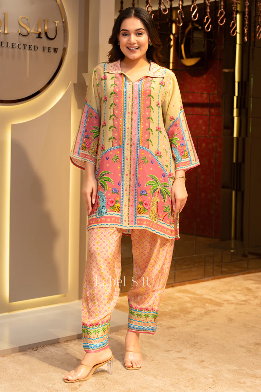 Tropical Print Crepe Co-Ord Set