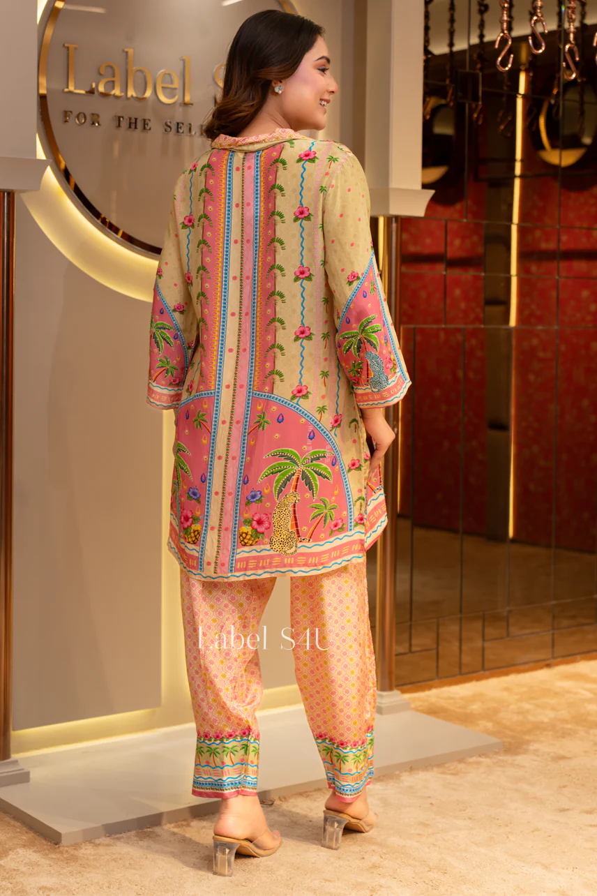 Tropical Print Crepe Co-Ord Set - Image 3