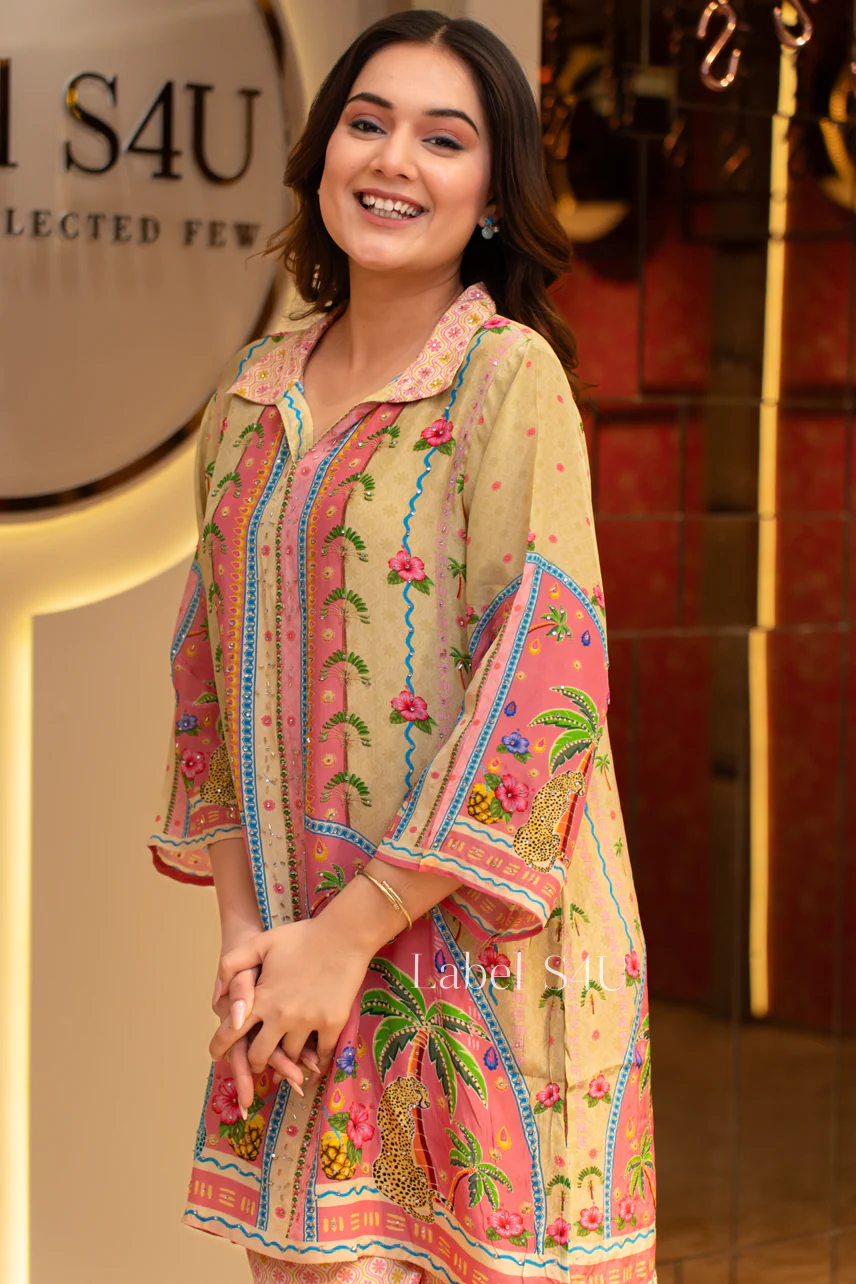 Tropical Print Crepe Co-Ord Set - Image 4