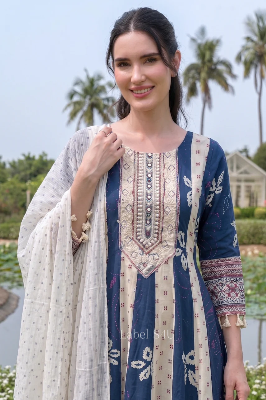Verona Printed Tassel Anarkali Set - Image 2