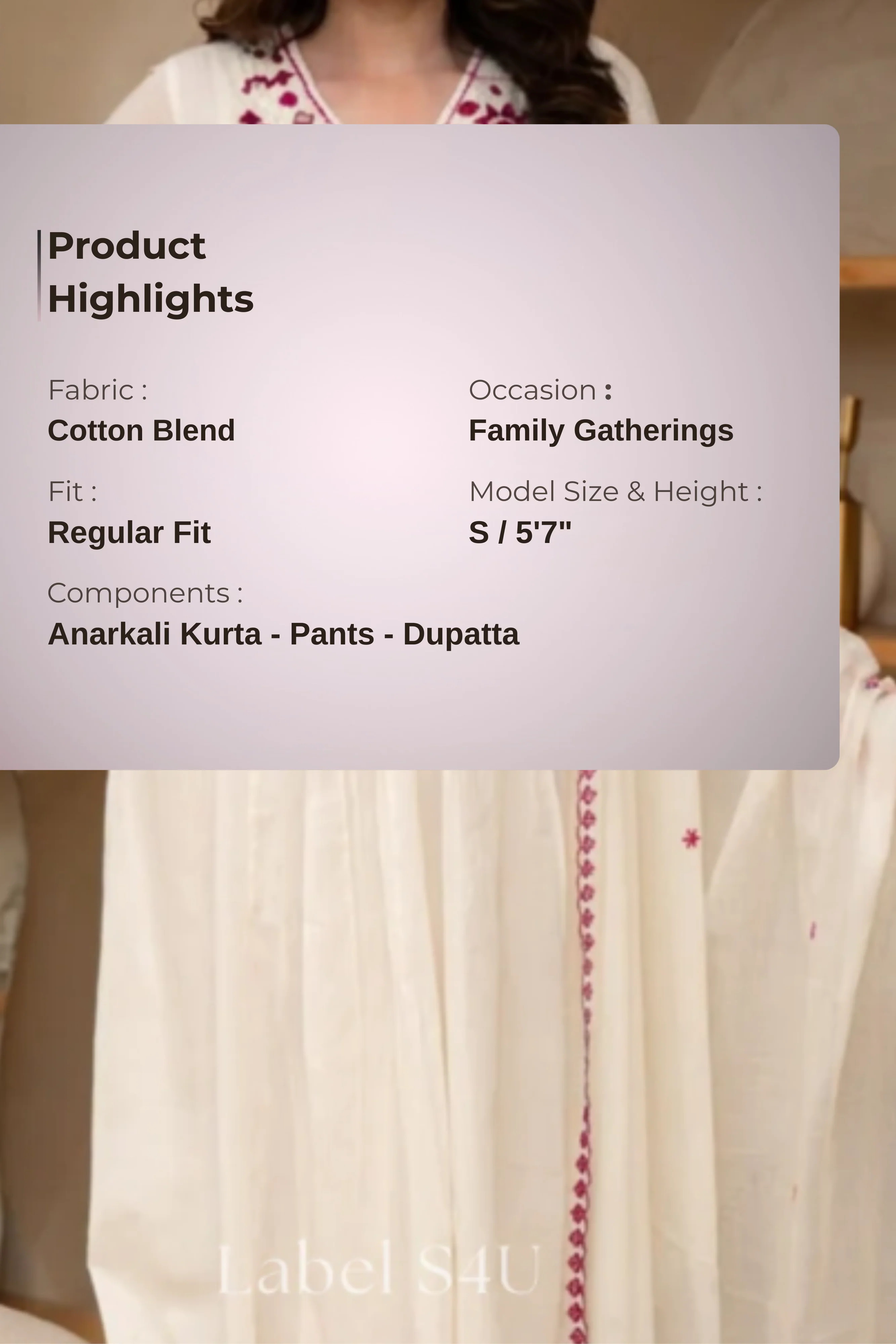 White Breeze Cotton Anarkali Set - Image 8
