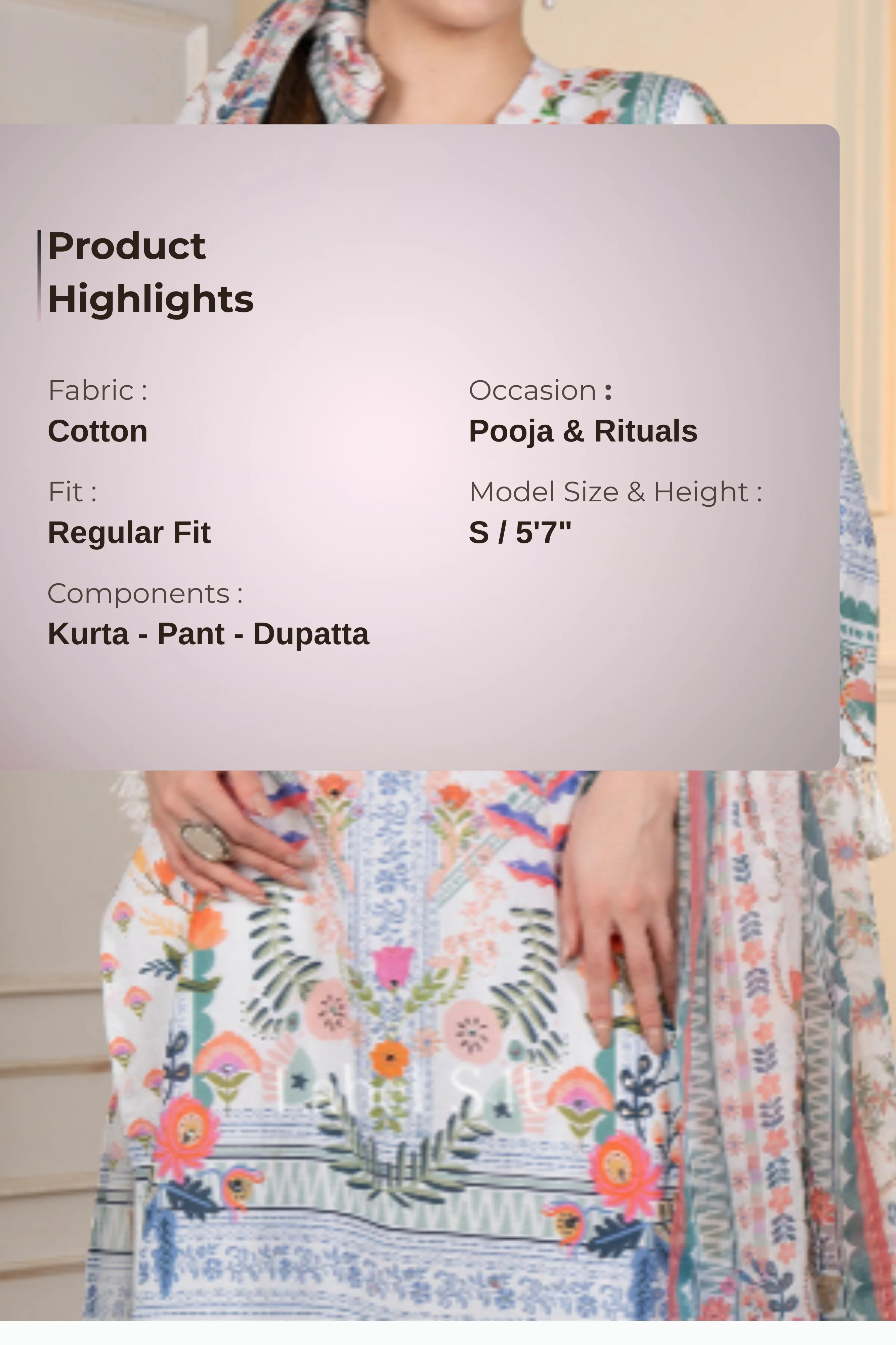 White Gulzar Floral-Suit Set - Image 4