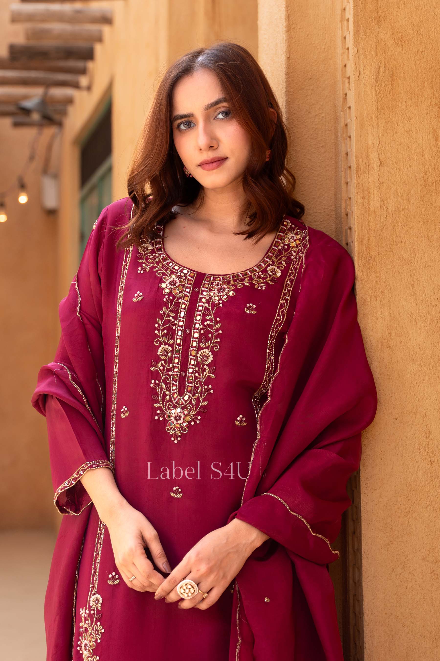 Wine Handwork Suit Set - Image 2