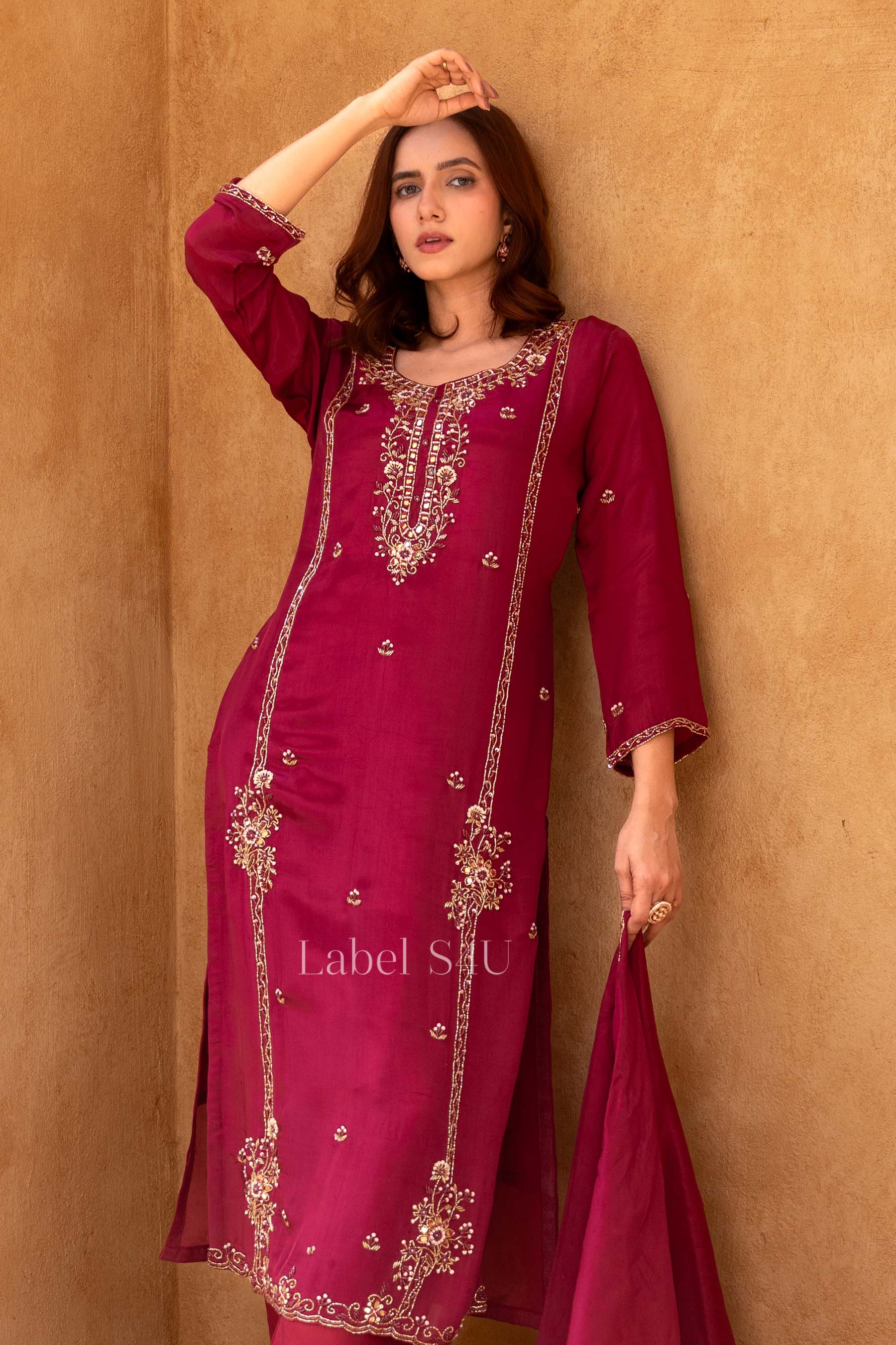 Wine Handwork Suit Set - Image 3