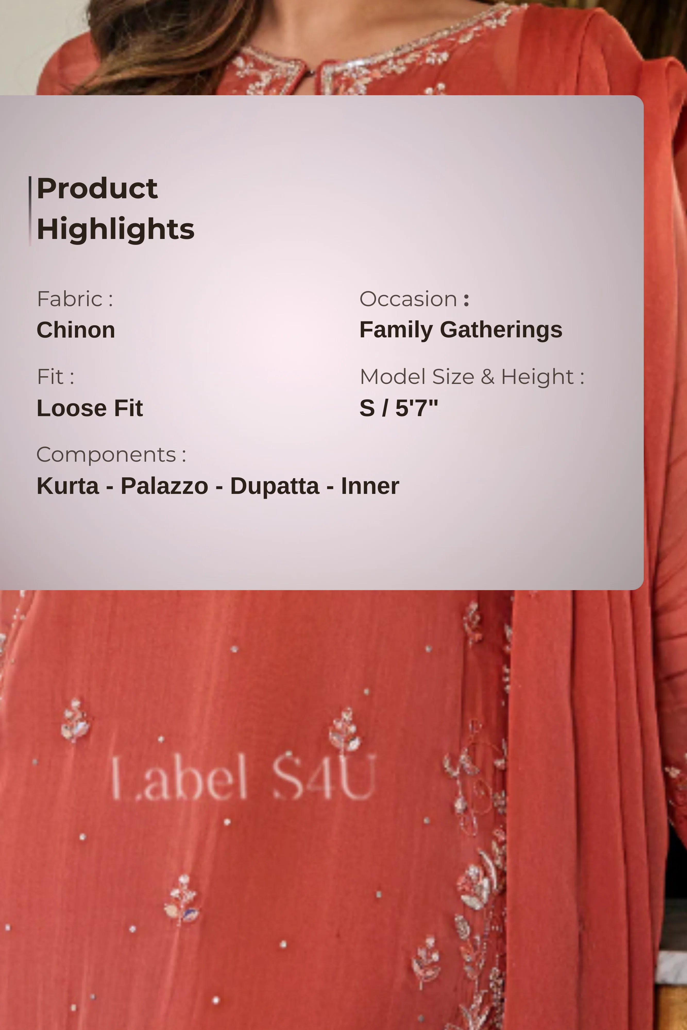 Ziva Rust Handwork-Palazzo Set - Image 4